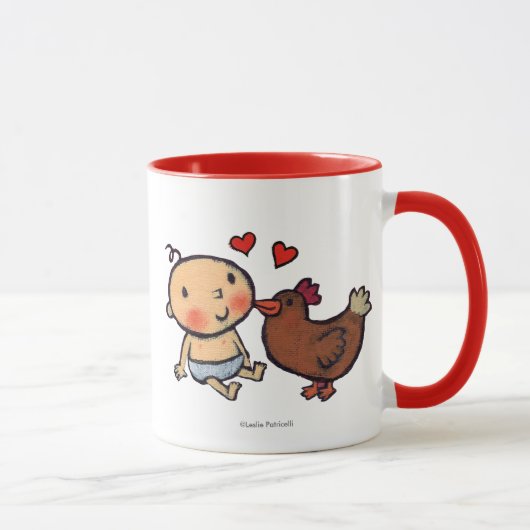 Niedlicher Brown-HuhnPeck auf der Backe für Baby Tasse (Rechts)