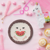 Niedlicher Brown-Igel, der Wassermelone-Scheibe Pappteller (Party)