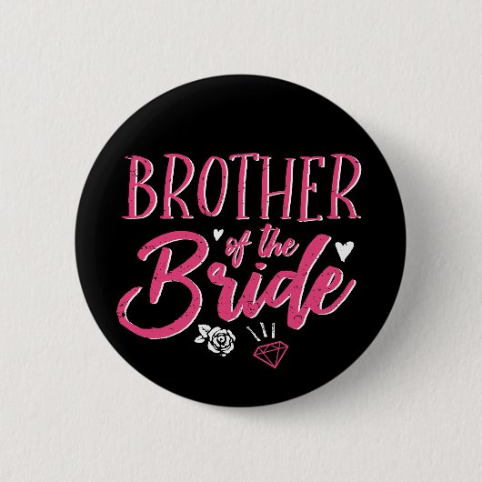 Niedlicher Bruder der Bride Pink Kalligraphie-Schr Button (Vorderseite)