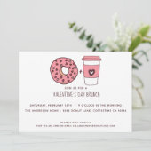 Niedlicher Brunch von Donut & Coffee Valentine Einladung (Stehend Vorderseite)