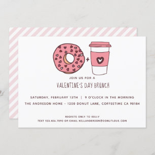 Niedlicher Brunch von Donut & Coffee Valentine Einladung