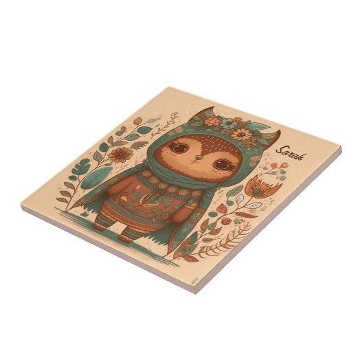 Niedlicher Brunnenkuu Fliese (Seite)