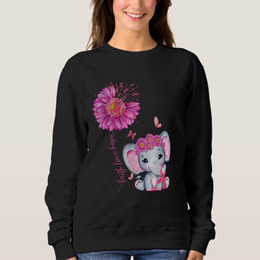 Niedlicher Brustkrebs-Elefant mit Sonnenblume Sweatshirt (Vorderseite)