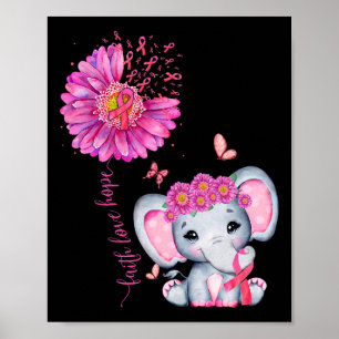 Niedlicher Brustkrebs-Elefant mit Sonnenblumen und Poster