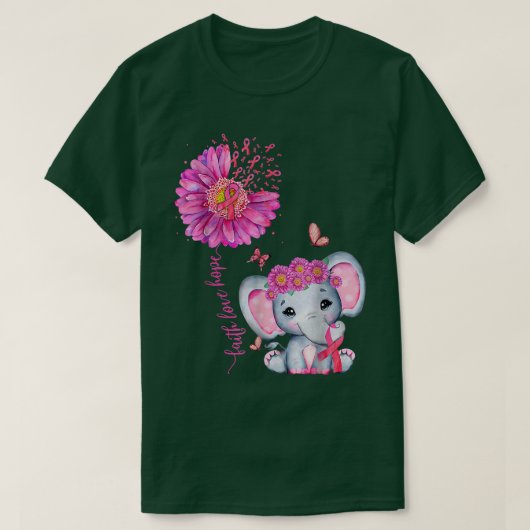 Niedlicher Brustkrebs-Elefant mit Sonnenblumen und T-Shirt (Design vorne)