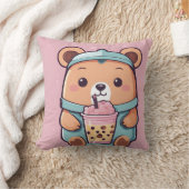 Niedlicher Bubble Tea Bear Illustration - Kawaii S Kissen (Decke)