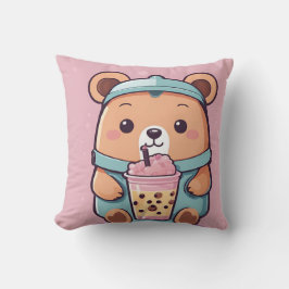 Niedlicher Bubble Tea Bear Illustration - Kawaii S Kissen