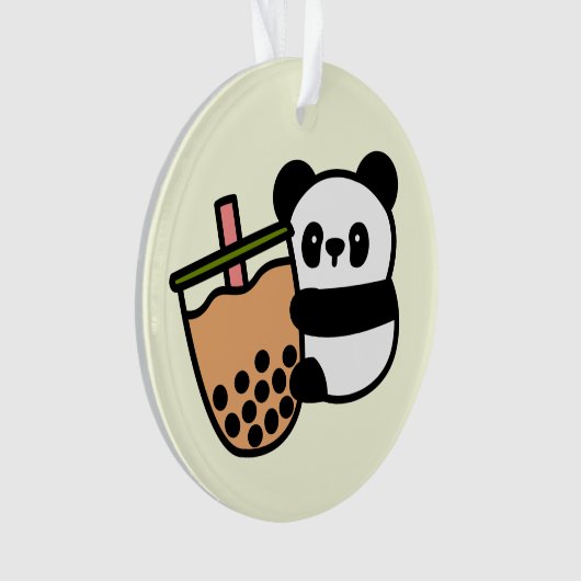 Niedlicher Bubble Tee & Panda Bär Ornament (Vorderseite)