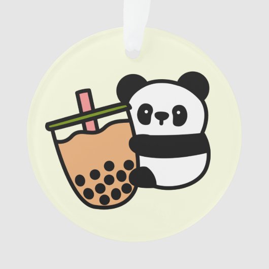Niedlicher Bubble Tee & Panda Bär Ornament (Vorderseite)