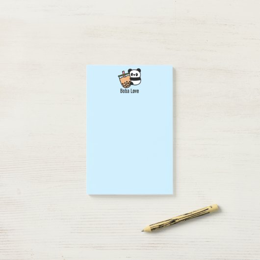 Niedlicher Bubble Tee & Panda Bär Post-it Klebezettel (Auf Schreibtisch)