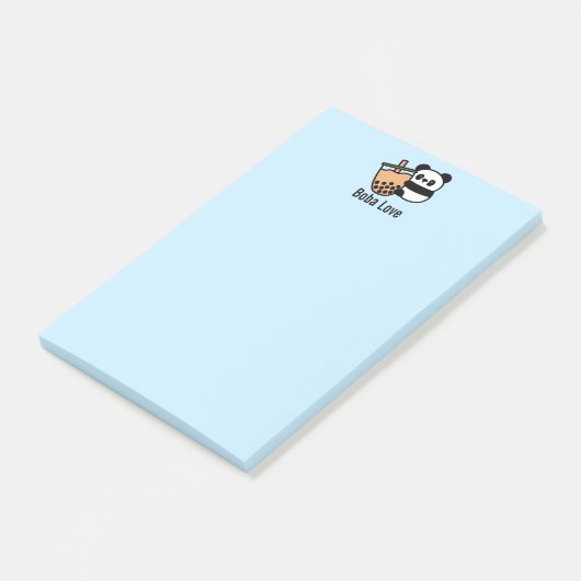 Niedlicher Bubble Tee & Panda Bär Post-it Klebezettel (angewinkelt)