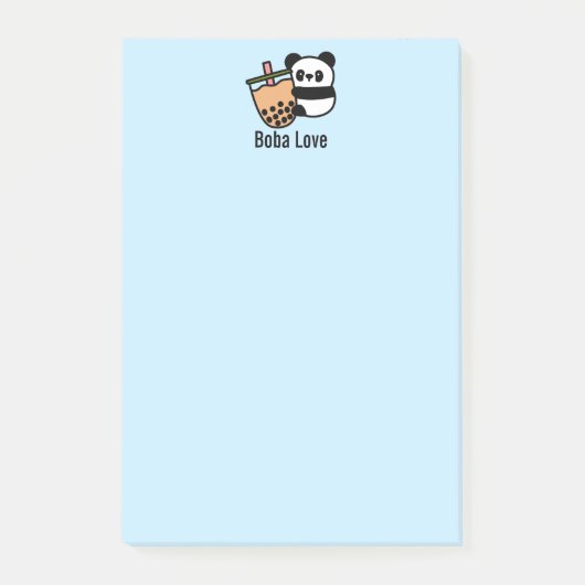 Niedlicher Bubble Tee & Panda Bär Post-it Klebezettel (Vorderseite)
