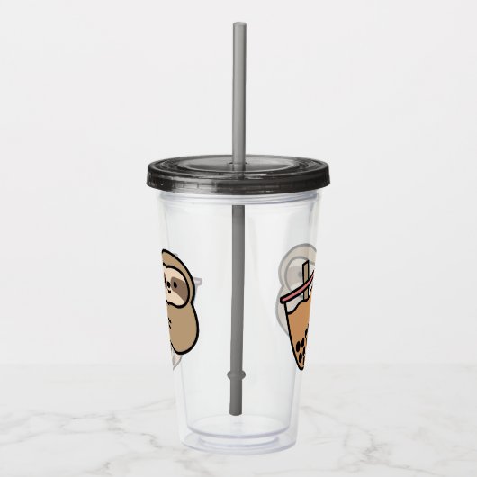 Niedlicher Bubble Tee & Sloth Acryltrinkbecher (Rechts)