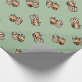 Niedlicher Bubble Tee & Sloth Geschenkpapier (Ecke)