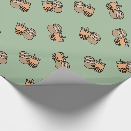 Niedlicher Bubble Tee & Sloth Geschenkpapier (Ecke)