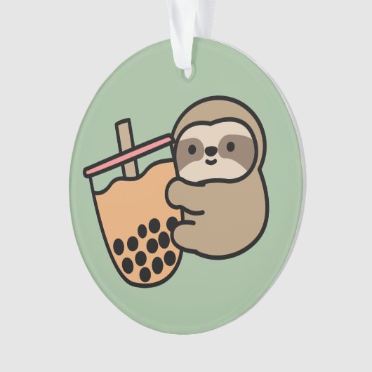 Niedlicher Bubble Tee & Sloth Ornament (Vorderseite)