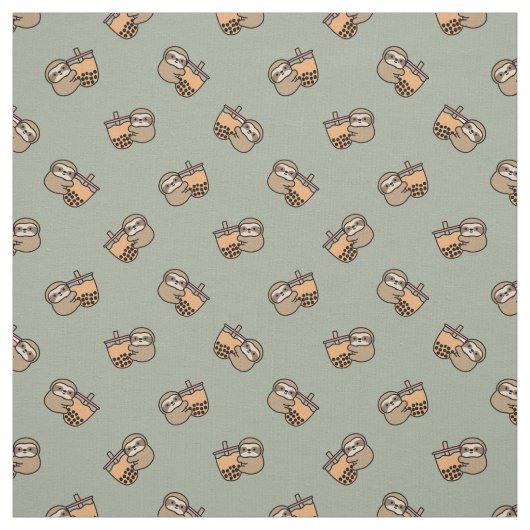 Niedlicher Bubble Tee & Sloth Stoff (Muster)