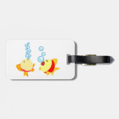 Niedlicher Bubbling Cartoon Fisch Gepäckmarke Gepäckanhänger (Rückseite horizontal)
