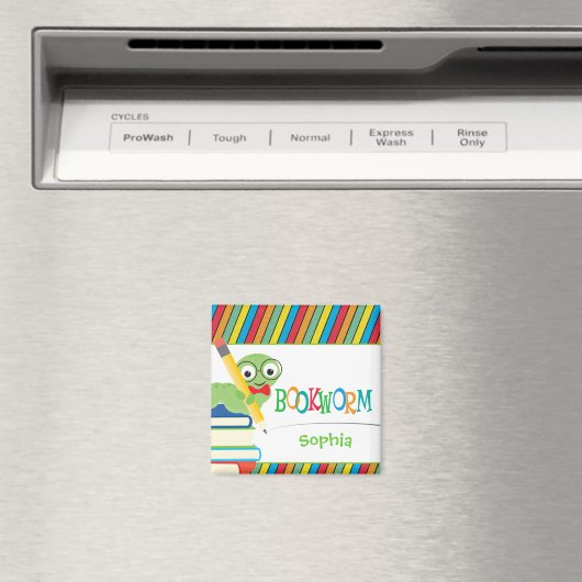 Niedlicher Bücherwurm, der auf den Büchern Magnet (In Situ (Geschirrspüler))