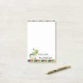 Niedlicher Bücherwurm, eine Anmerkung vom Lehrer, Post-it Klebezettel (Auf Schreibtisch)