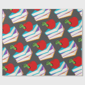 Niedlicher Bücherwurm mit Apfelkinderdesign Geschenkpapier (Flach)