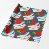 Niedlicher Bücherwurm mit Apfelkinderdesign Geschenkpapier (Ungerollt)