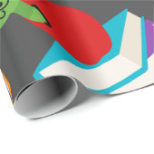 Niedlicher Bücherwurm mit Apfelkinderdesign Geschenkpapier (Rolleneckpunkt)