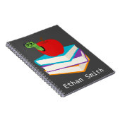 Niedlicher Bücherwurm mit Apfelkinderdesign Notizblock (Rechte Seite)