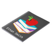 Niedlicher Bücherwurm mit Apfelkinderdesign Notizblock (Linke Seite)