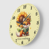 Niedlicher Buchfox Text hinzufügen Große Wanduhr (Winkel)