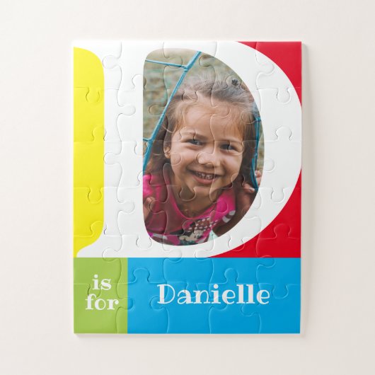Niedlicher Buchstabe D Kinder Foto und Name Puzzle (Vertikal)