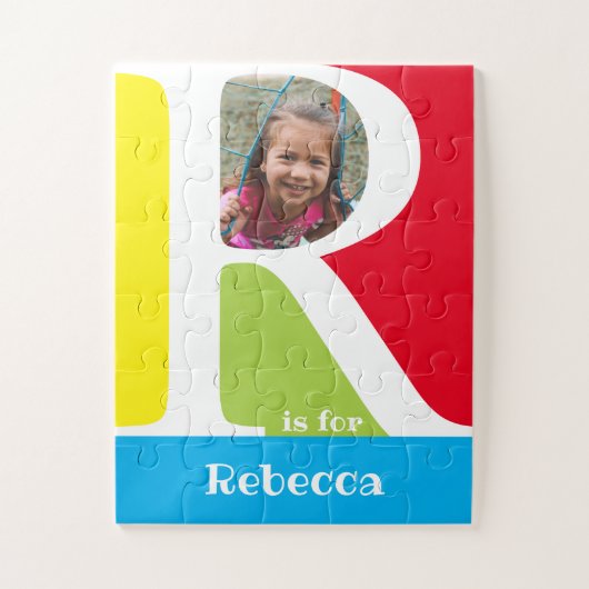 Niedlicher Buchstabe R Kinder Foto und Name Puzzle (Vertikal)