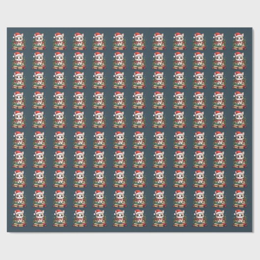 Niedlicher Buchstapel mit Cat Geschenkpapier (Flach)