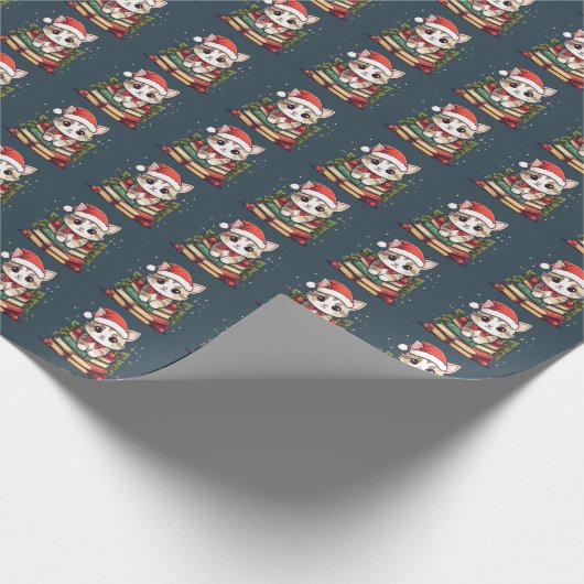 Niedlicher Buchstapel mit Cat Geschenkpapier (Ecke)