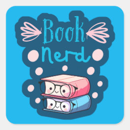 Niedlicher Buchstapler Kawaii Style Quadratischer Aufkleber