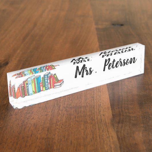 Niedlicher Buchstapler Namensplakette (Seite)