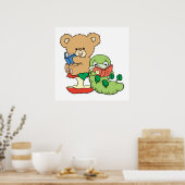 Niedlicher Buchwurm und Lesebär Poster (Küche)