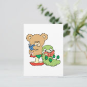 Niedlicher Buchwurm und Lesebär Postkarte (Stehend Vorderseite)