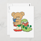 Niedlicher Buchwurm und Lesebär Postkarte (Vorne/Hinten)