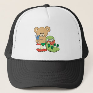 Niedlicher Buchwurm und Lesebär Truckerkappe