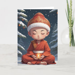 Niedlicher buddhistischer Weihnachtsanime Feiertagskarte