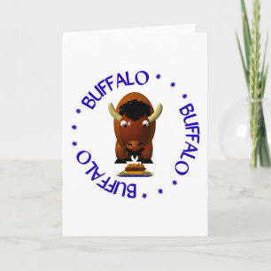 Niedlicher Büffel mit Beef on Weck und Buffalo Win Feiertagskarte