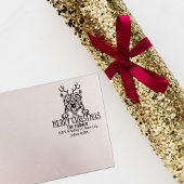 Niedlicher Bull Dog Frohe Weihnachtsfeier Rücksend Gummistempel