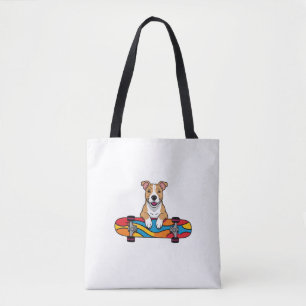 Niedlicher Bull Terrier auf einem Skateboard Tasche