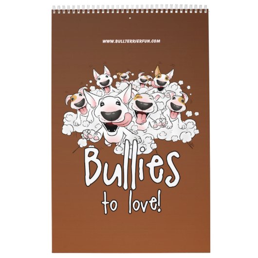 Niedlicher Bull Terrier Cartoon-Kalender Kalender (Titelbild)