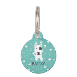 Niedlicher Bull Terrier Dog Anpassbarer Name Haustiermarke