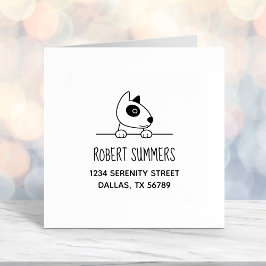 Niedlicher Bull Terrier Dog Peeking oben Adresse Permastempel