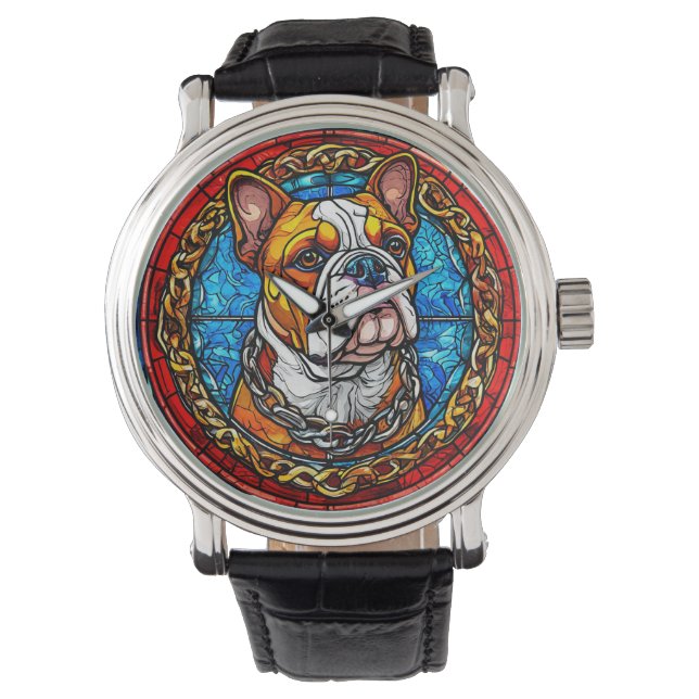Niedlicher Bulldog Armbanduhr (Vorderseite)