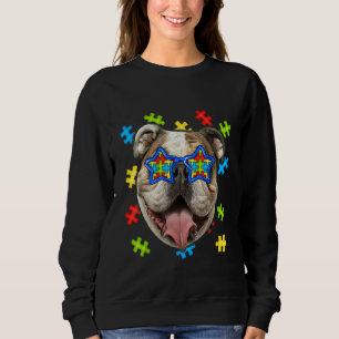 Niedlicher Bulldog Autism Puzzle Sonnenbrille Pupp Sweatshirt