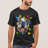 Niedlicher Bulldog Autism Puzzle Sonnenbrille Pupp T-Shirt (Vorderseite)